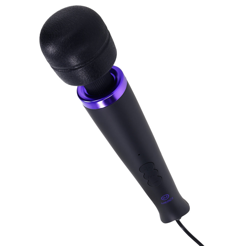 MERCI POWER WAND ULTRA-POWERFUL SILICONE WAND MASSAGER BLACK VIOLET