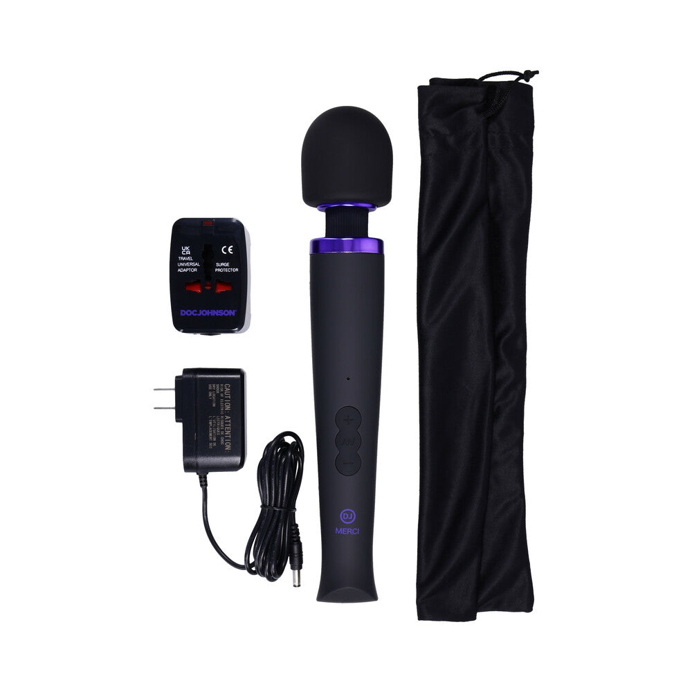 DOC JOHNSON - MERCI RECHARGEABLE POWER WAND ULTRA-POWERFUL SILICONE WAND MASSAGER BLACK VIOLET