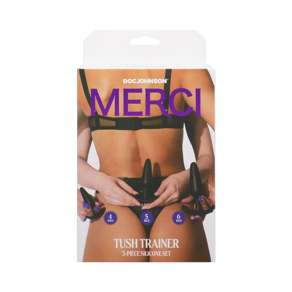 DOC JOHNSON - MERCI TUSH TRAINER 3-PIECE SILICONE PLUG SET BLACK