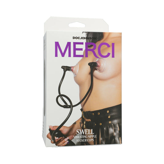 DOC JOHNSON - MERCI SWELL AUTO VIBRATING NIPPLE SUCKER CUPS BLACK