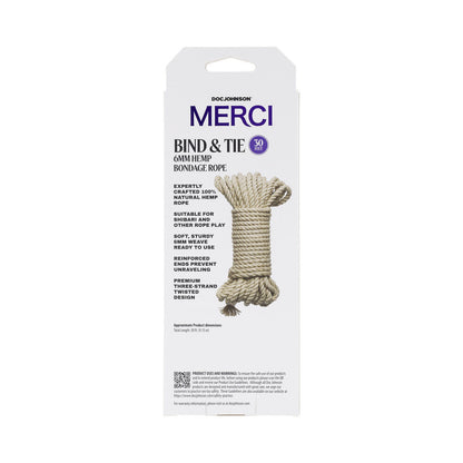 MERCI BIND & TIE 6MM HEMP BONDAGE ROPE 30 FT. NATURAL