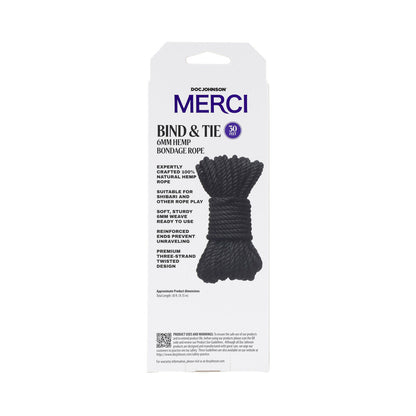 MERCI BIND & TIE 6MM HEMP BONDAGE ROPE 30 FT. BLACK