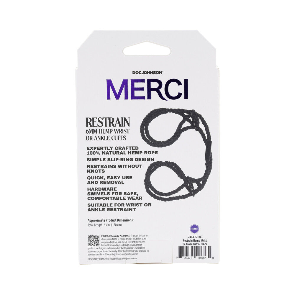 DOC JOHNSON - MERCI RESTRAIN 6MM HEMP WRIST OR ANKLE CUFFS