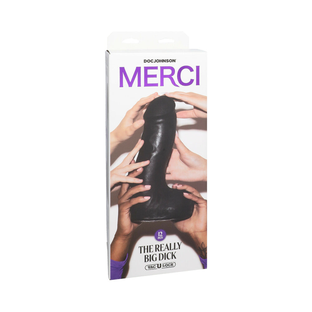 MERCI THE REALLY BIG DICK 12 IN. DILDO WITH XL REMOVABLE VAC-U-LOCK SUCTION CUP BLACK