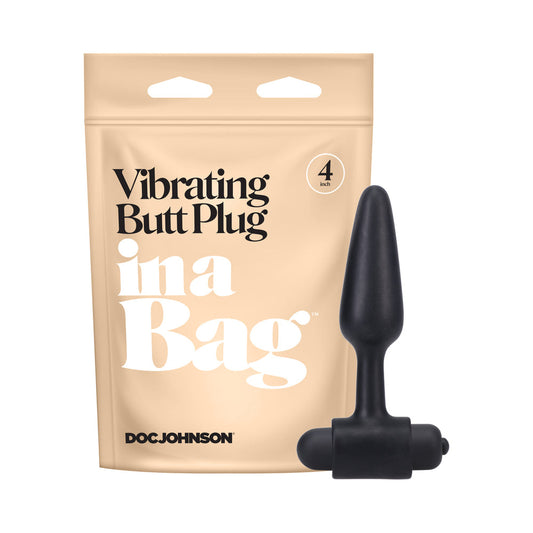 IN A BAG VIBRATING BUTT PLUG 4 IN. BLACK
