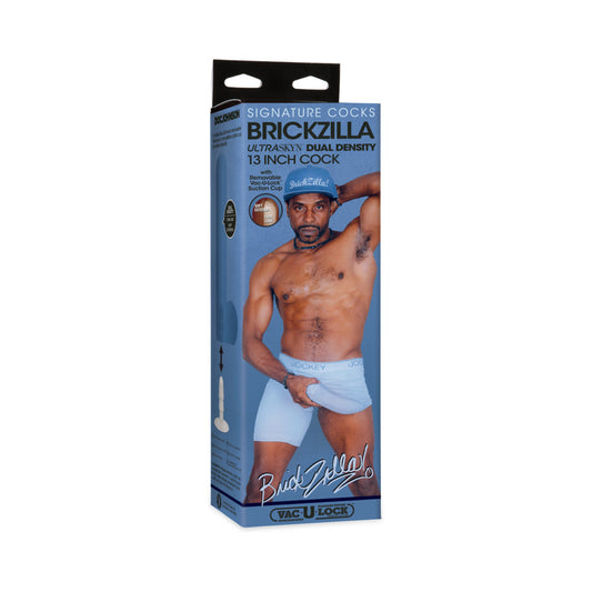 SIGNATURE COCKS BRICKZILLA ULTRASKYN COCK WITH REMOVABLE VAC-U-LOCK SUCTION CUP 13IN CHOCOLATE