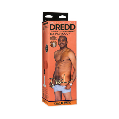 DOC JOHNSON - PENE DE AUTOR DREDD DE ULTRASKYN CON VENTOSA EXTRAÍBLE VAC-U-LOCK 34.29 CM CHOCOLATE