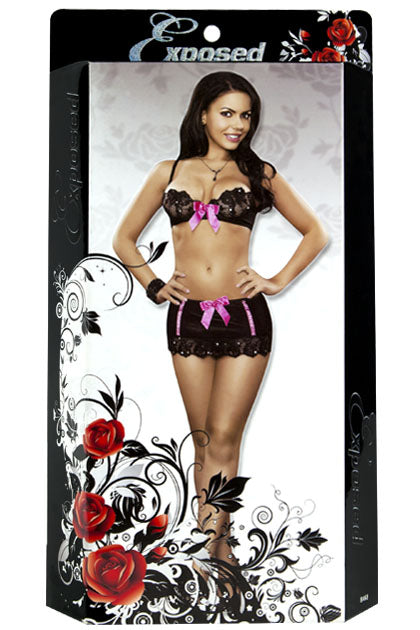 BRA, SKIRT & G, SEQUIN BLACK