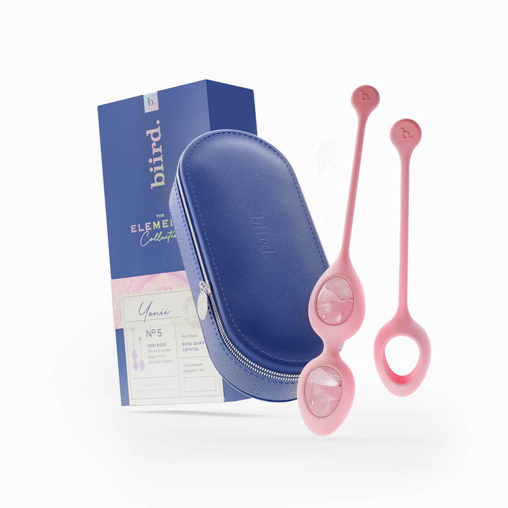 BIIRD - JUEGO DE 2 HUEVOS DE CUARZO ROSA YONII