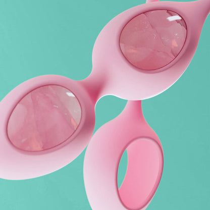 BIIRD - JUEGO DE 2 HUEVOS DE CUARZO ROSA YONII