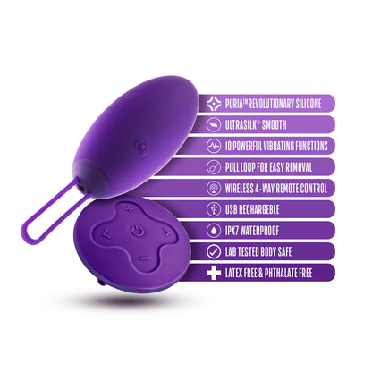 WELLNESS IMARA VIBRATING EGG WITH REMOTE PURPLE