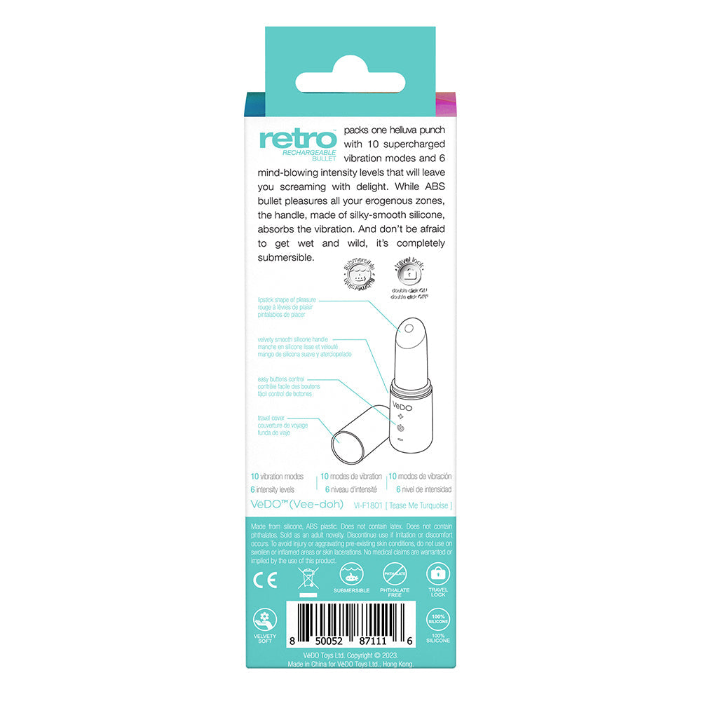 VEDO RETRO RECHARGEABLE BULLET TURQUOISE