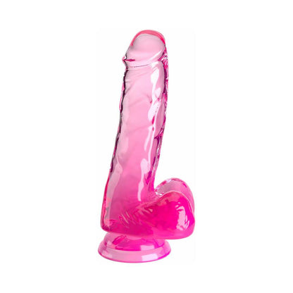 KING COCK CLEAR WITH BALLS 6IN PINK