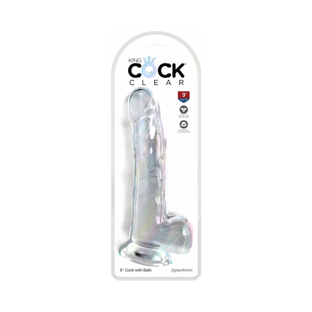 KING COCK CLEAR WITH BALLS 9IN CLEAR