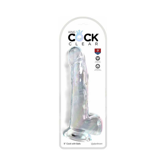 KING COCK CLEAR WITH BALLS 9IN CLEAR