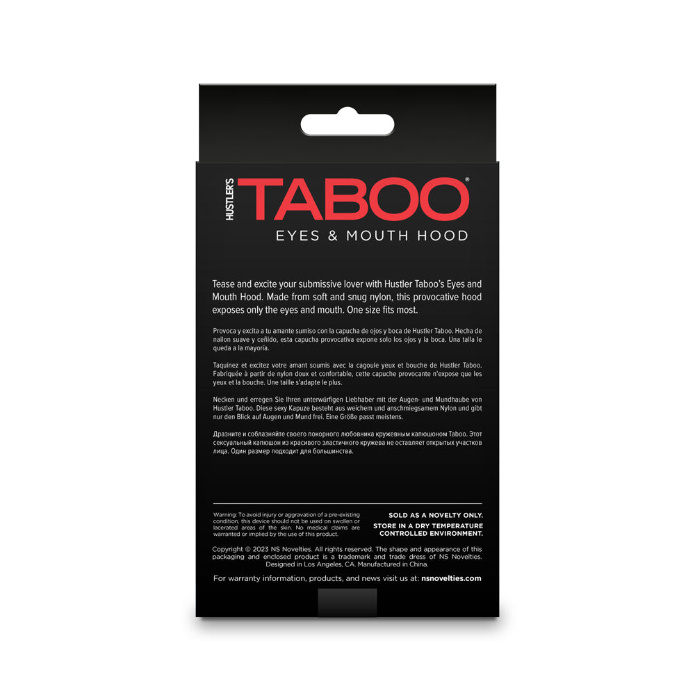 NS NOVELTIES - HUSTLER TABOO EYES&MOUTH HOOD BLACK