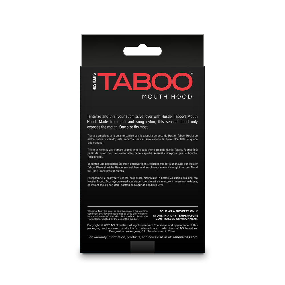 NS NOVELTIES - HUSTLER TABOO MOUTH HOOD BLACK