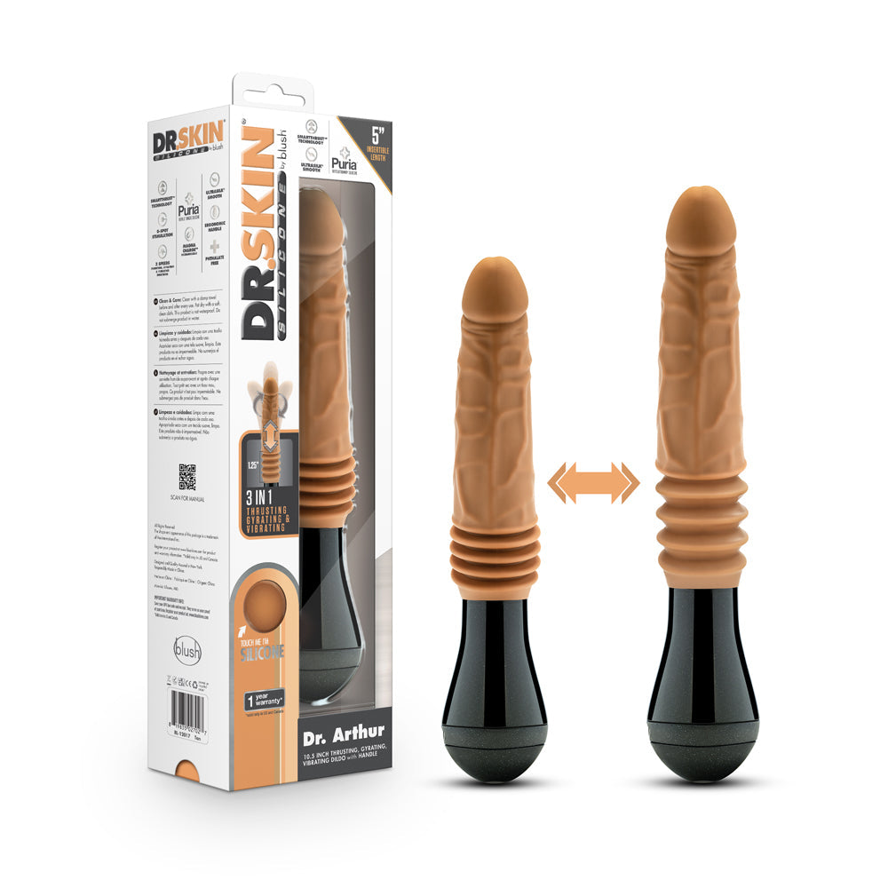 DR. SKIN SILICONE DR. ARTHUR THRUSTING GYRATING VIBRATING DILDO TAN