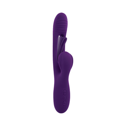 PLAYBOY THE THRILL RECHARGEABLE SILICONE DUAL STIM VIBRATOR WITH FLAPPER ACAI