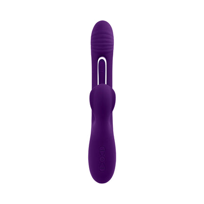 PLAYBOY THE THRILL RECHARGEABLE SILICONE DUAL STIM VIBRATOR WITH FLAPPER ACAI