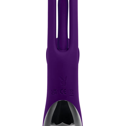 PLAYBOY THE THRILL RECHARGEABLE SILICONE DUAL STIM VIBRATOR WITH FLAPPER ACAI