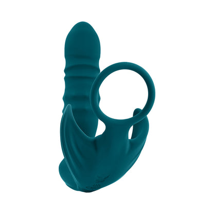 PLAYBOY BRING IT ON RECHARGEABLE SILICONE THRUSTING ANAL PLUG WITH VIBRATING BALL CRADLE DEEP TEAL