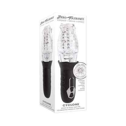 ZERO TOLERANCE CYCLONE RECHARGEABLE VIBRATING SPINNING STROKER BLACK CLEAR