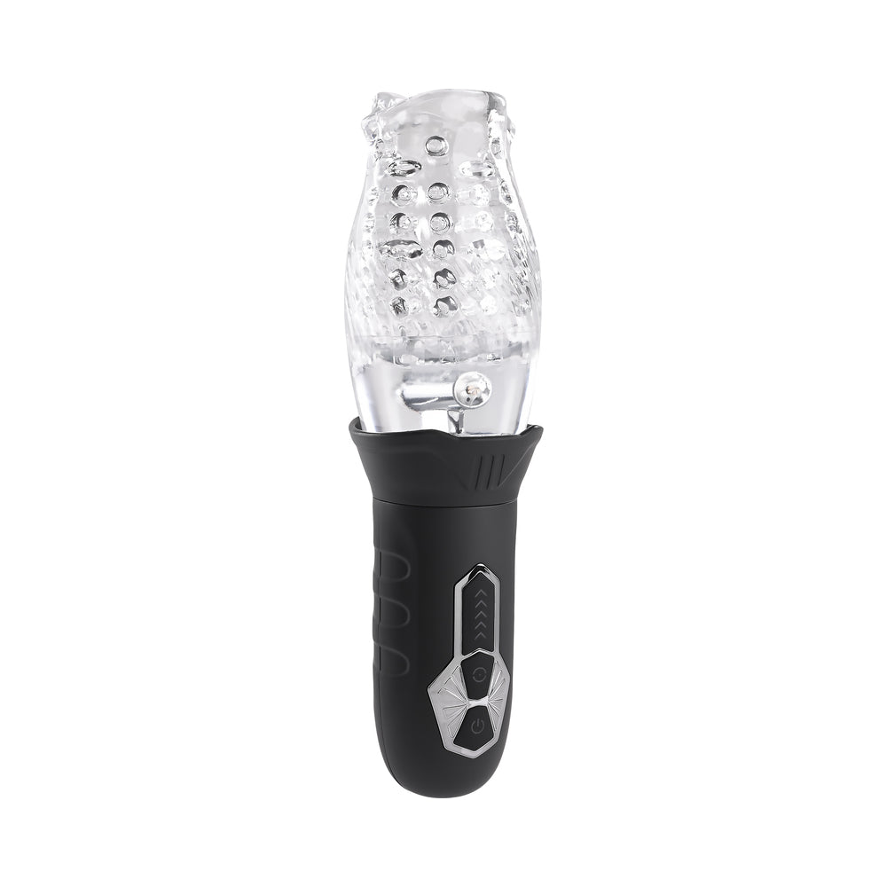ZERO TOLERANCE CYCLONE RECHARGEABLE VIBRATING SPINNING STROKER BLACK CLEAR