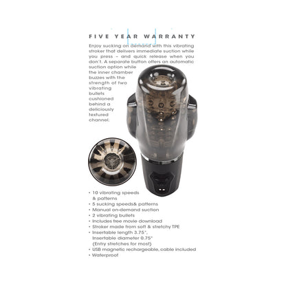 ZERO TOLERANCE - A SUCKING GOOD TIME RECHARGEABLE VIBRATING STROKER BLACK SMOKE