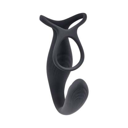 GENDER X THE WRANGLER RECHARGEABLE SILICONE VIBRATING C-RING WITH REMOTE BLACK