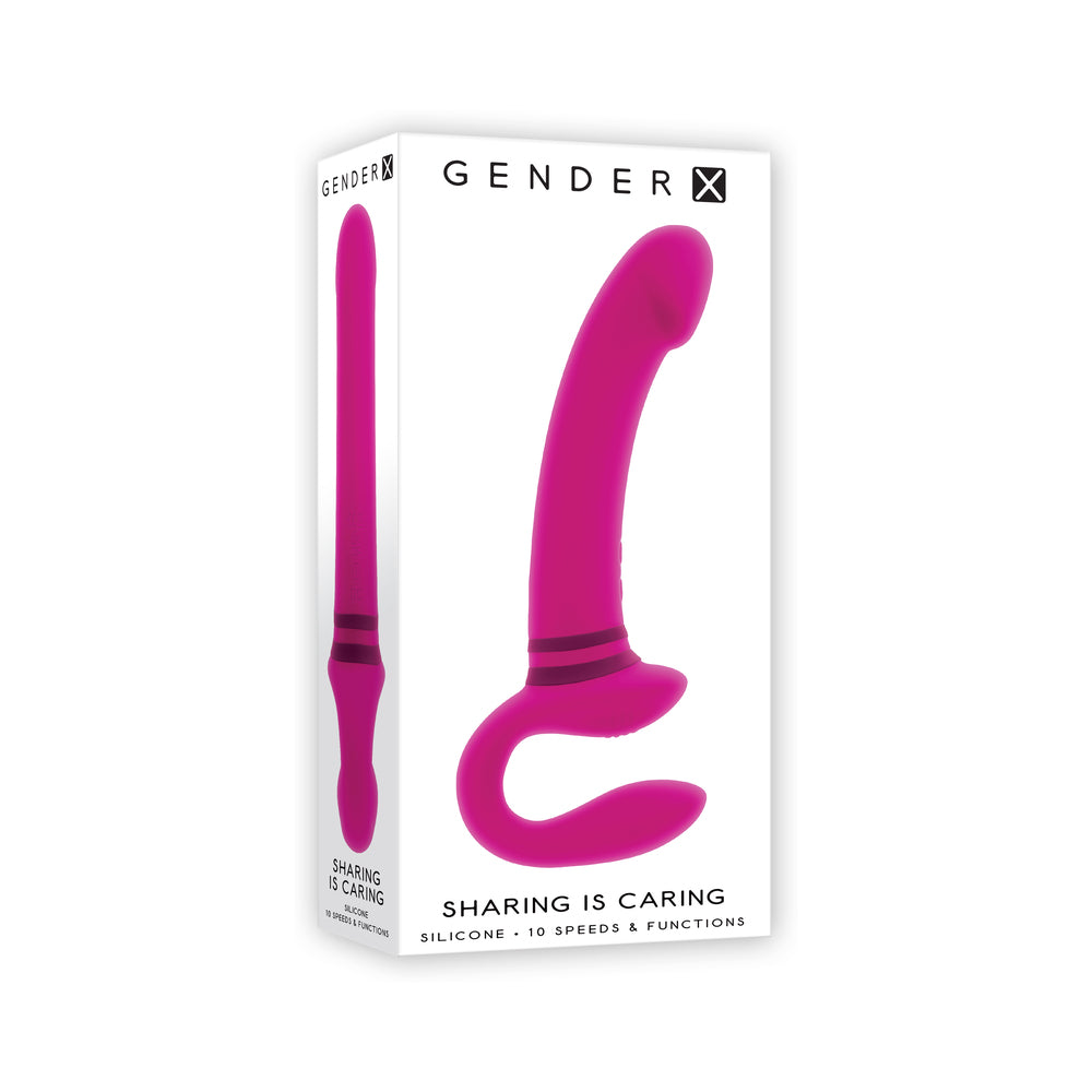 GENDER X SHARING IS CARING RECHARGEABLE SILICONE DUAL-ENDED VIBRATOR PINK