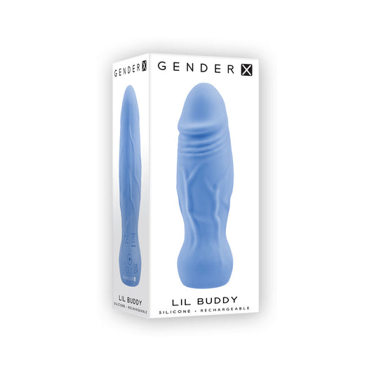 GENDER X LIL BUDDY RECHARGEABLE SILICONE REALISTIC VIBRATOR BLUE