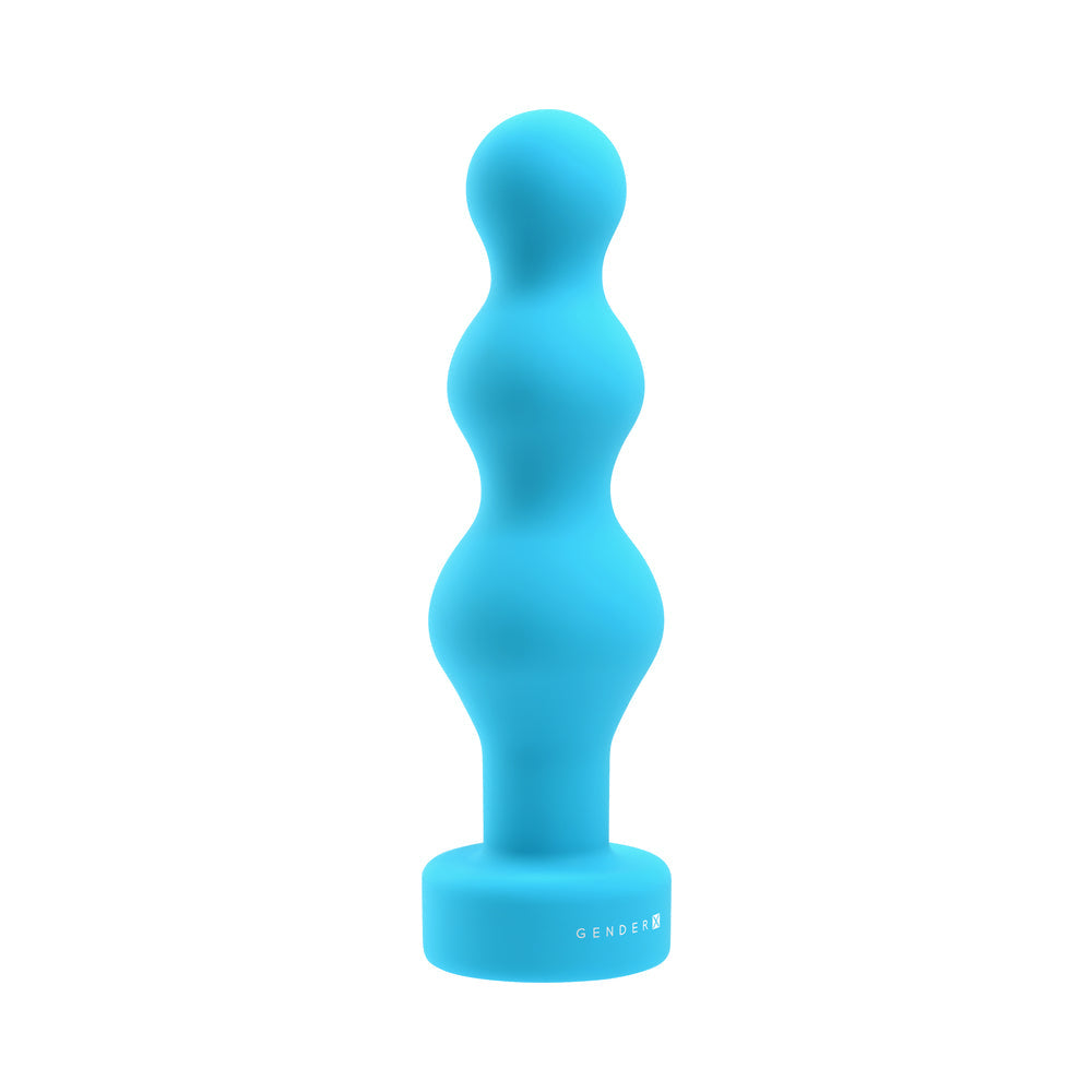 GENDER X PLUGGED UP RECHARGEABLE SILICONE VIBRATING BEADED PLUG TEAL