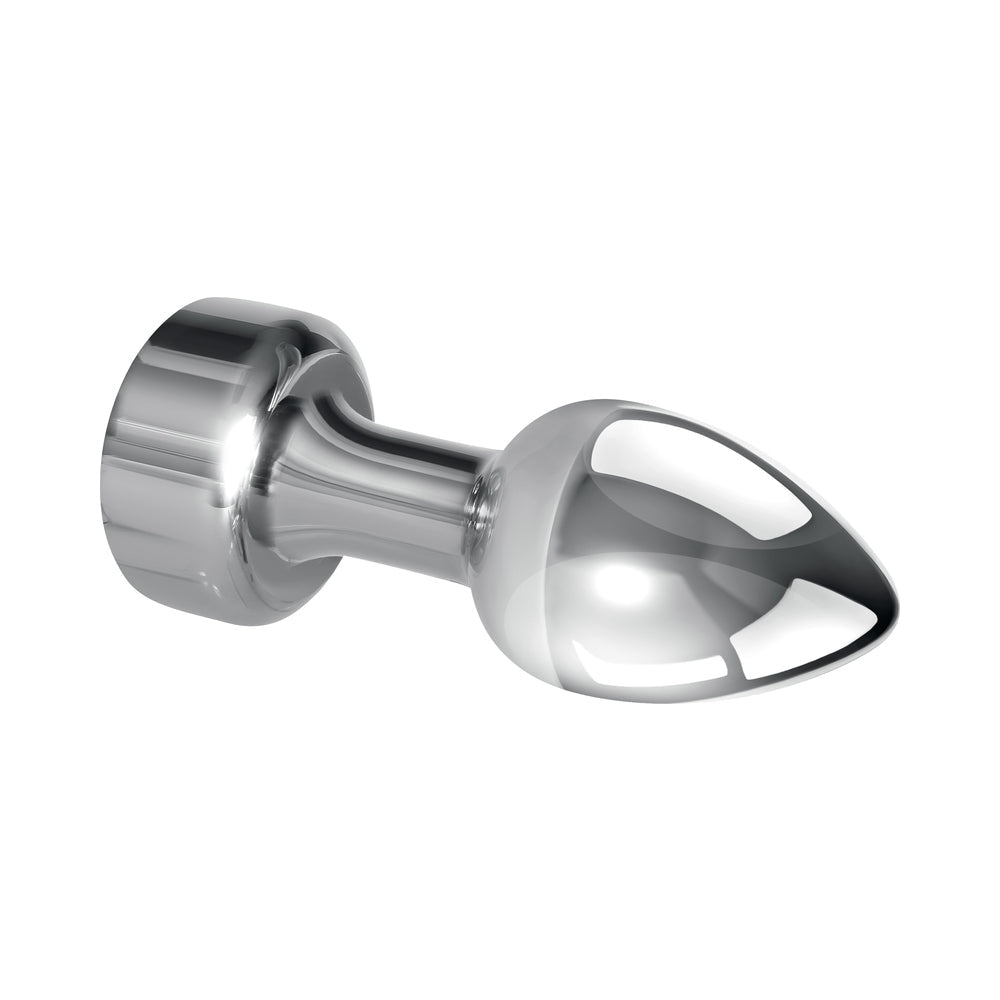 GENDER X ROCKIN'' METAL PLUG MINI RECHARGEABLE VIBRATING ANAL PLUG ALUMINUM SILVER