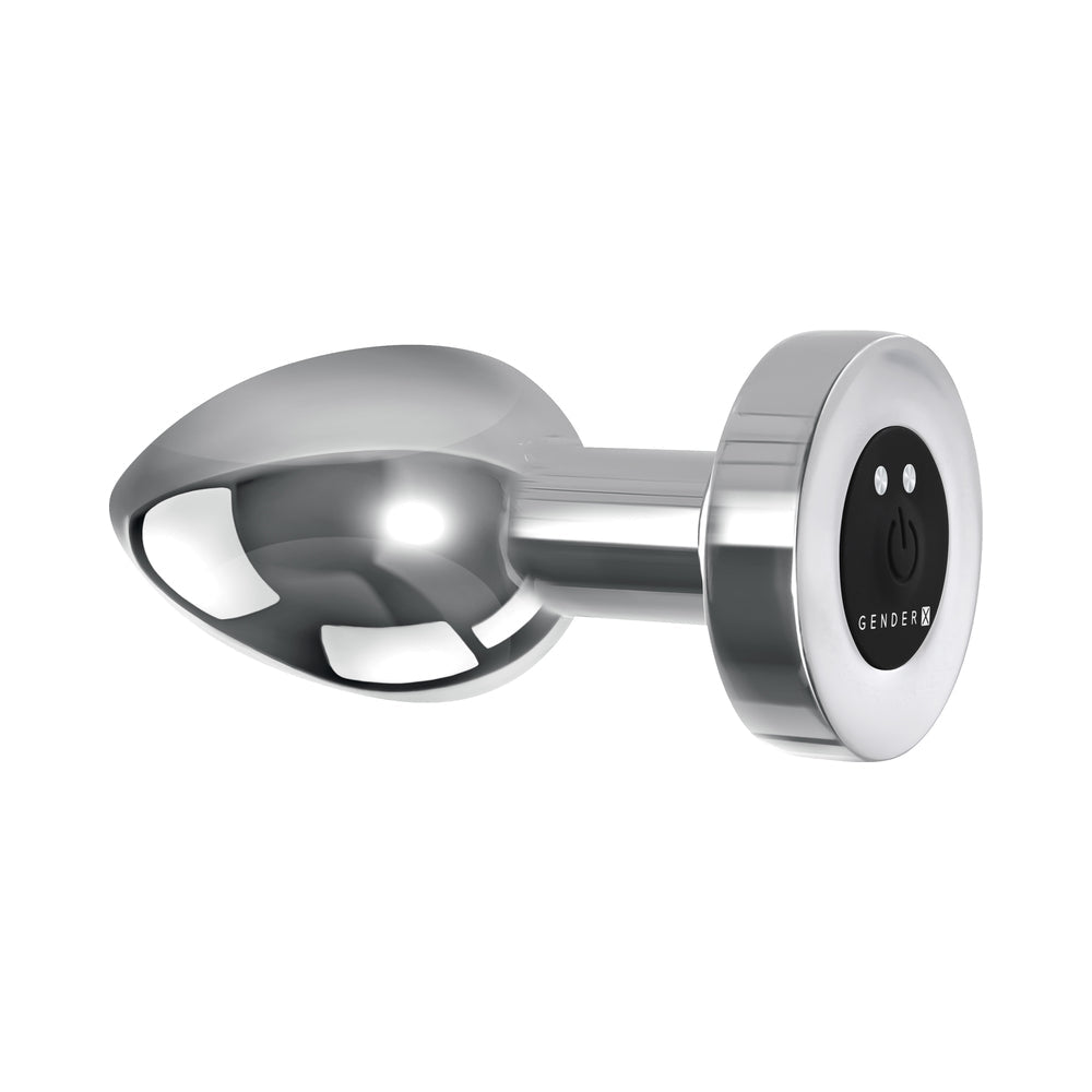 GENDER X - ROCKIN'' METAL PLUG XL RECHARGEABLE VIBRATING ANAL PLUG ALUMINUM SILVER