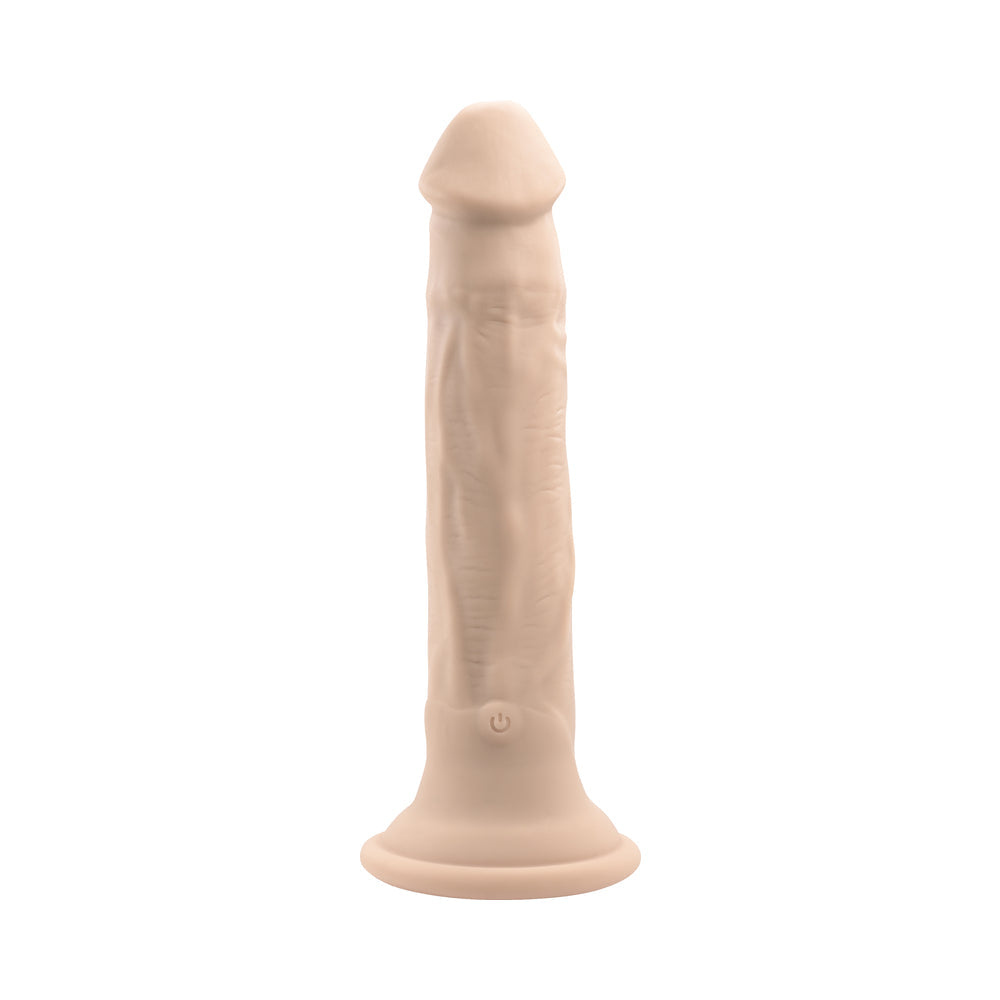EVOLVED IN THRUST WE TRUST RECHARGEABLE SILICONE THRUSTING VIBRATING DILDO WITH REMOTE LIGHT