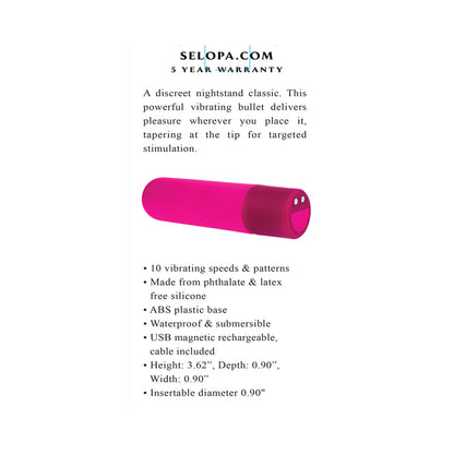SELOPA - TINY TEMPTATION RECHARGEABLE SILICONE BULLET VIBRATOR PINK