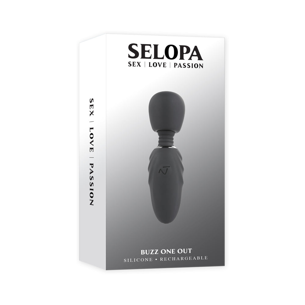 SELOPA BUZZ ONE OUT RECHARGEABLE SILICONE MINI WAND VIBRATOR BLACK