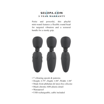 SELOPA BUZZ ONE OUT RECHARGEABLE SILICONE MINI WAND VIBRATOR BLACK