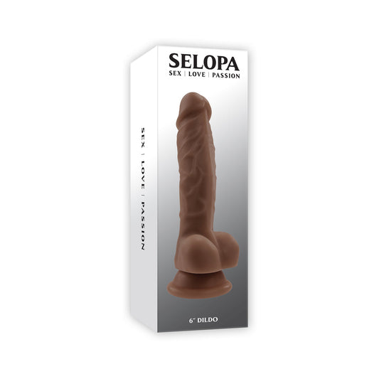 SELOPA NON-VIBRATING DILDO 6 IN. DARK