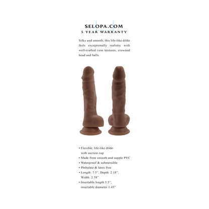 SELOPA NON-VIBRATING DILDO 6 IN. DARK