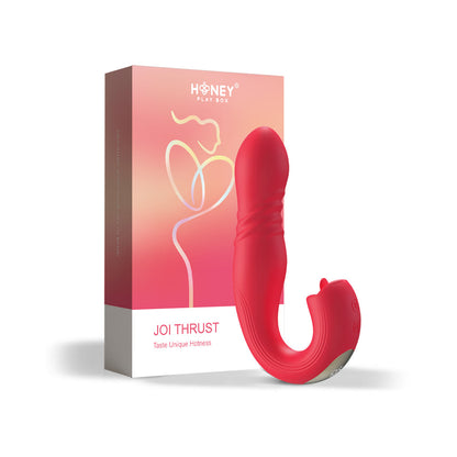 HONEY PLAY BOX - JOI THRUST APP CONTROLLED THRUSTING G-SPOT VIBRATOR & TONGUE CLIT LICKER RED