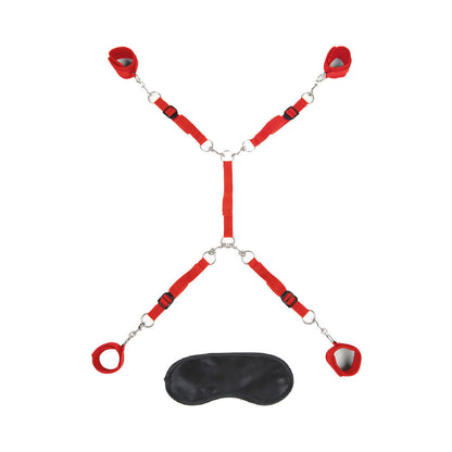 ELECTRIC EEL - LUX FETISH BED SPREADER 7-PIECE RESTRAINT SET RED