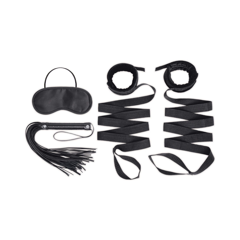 LUX FETISH BONDAGE BED STRAP AND FLOGGER 4-PIECE KIT