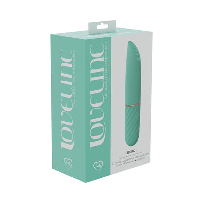 LOVELINE BESO 10 SPEED VIBRATING MINI-LIPSTICK SILICONE RECHARGEABLE WATERPROOF GREEN