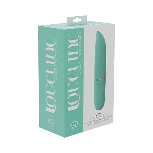 LOVELINE BESO 10 SPEED VIBRATING MINI-LIPSTICK SILICONE RECHARGEABLE WATERPROOF GREEN