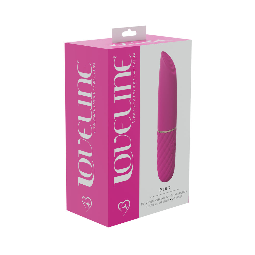 LOVELINE BESO 10 SPEED VIBRATING MINI-LIPSTICK SILICONE RECHARGEABLE WATERPROOF PINK