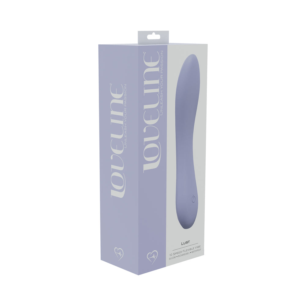 LOVELINE LUST 10 SPEED FLEXIBLE VIBE SEALED SILICONE RECHARGEABLE SUBMERSIBLE LAVENDER
