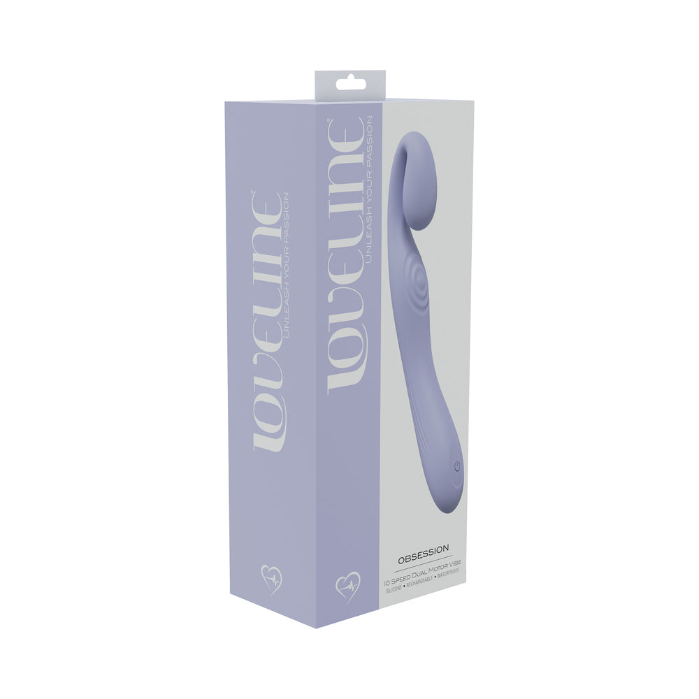 LOVELINE OBSESSION 10 SPEED DUAL MOTOR VIBE SEALED SILICONE RECHARGEABLE SUBMERSIBLE LAVENDER