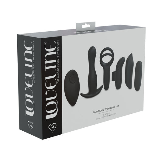 LOVELINE SUPREME WEEKEND KIT SILICONE RECHARGEABLE WATERPROOF BLACK